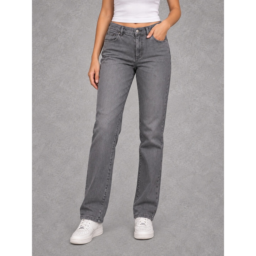 Eileen Fisher Straight Leg Jeans Womens Large Gray Organic Cotton Stretch Denim